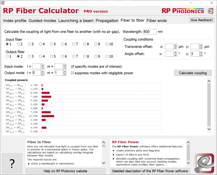 RP Fiber Calculator