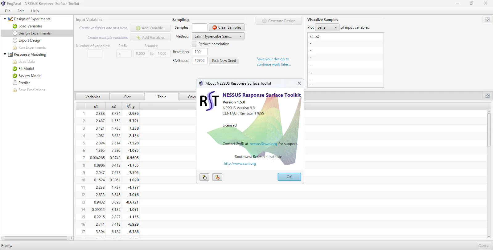 NESSUS Response Surface Toolkit